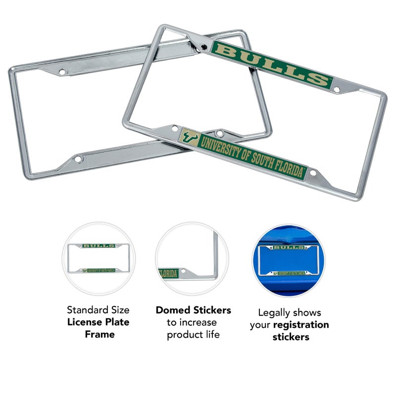 Desert Cactus University of South Florida Car Accessories Bulls Metal License Plate Frame and Tag Holder for Front or Rear of Car (Mascot) - Image 3
